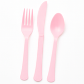 Heavyweight Pink Plastic Cutlery Set